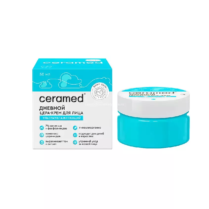 Акция -20% !!! Церамед Цера-крем д/лица дневной ультраувлажн.Baby Skin (50 мл).6 /99144/